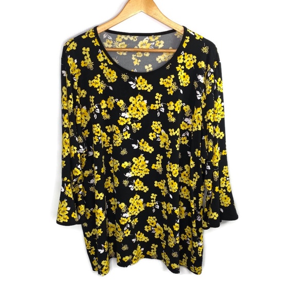 yellow floral blouse with sleeves